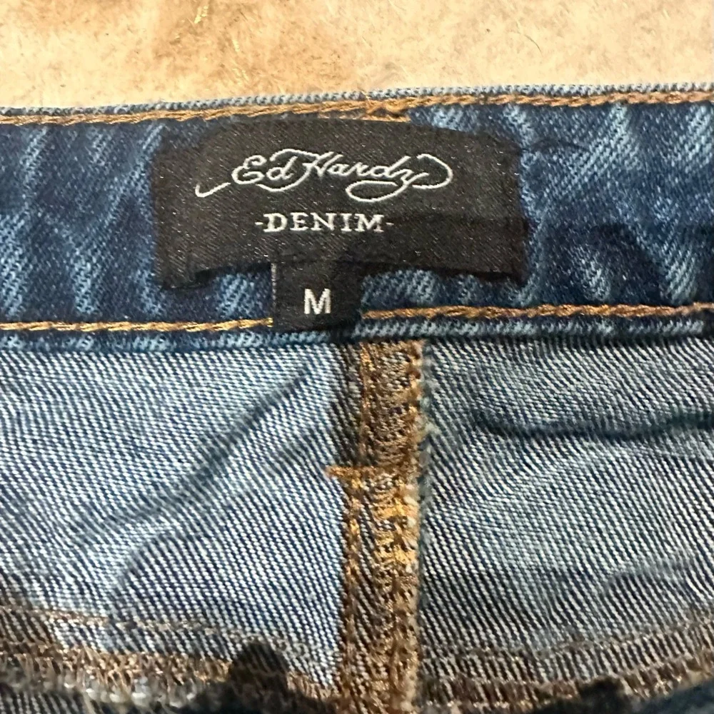 Ed Hardy Blue Denim Skirt with Black Label